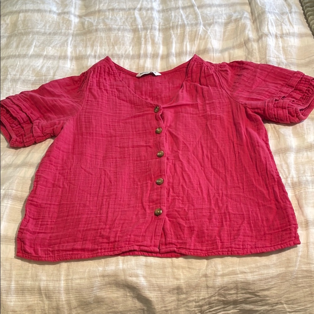 Sonoma 100% cotton Pink Button-Up Top size medium